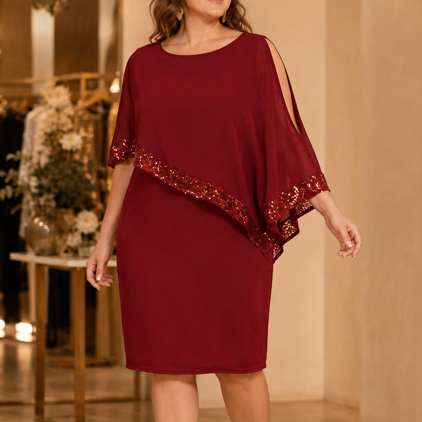 Wearbella – One-Shoulder Sequin Overlay Midi Dress