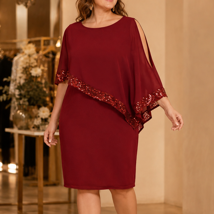 Wearbella – One-Shoulder Sequin Overlay Midi Dress
