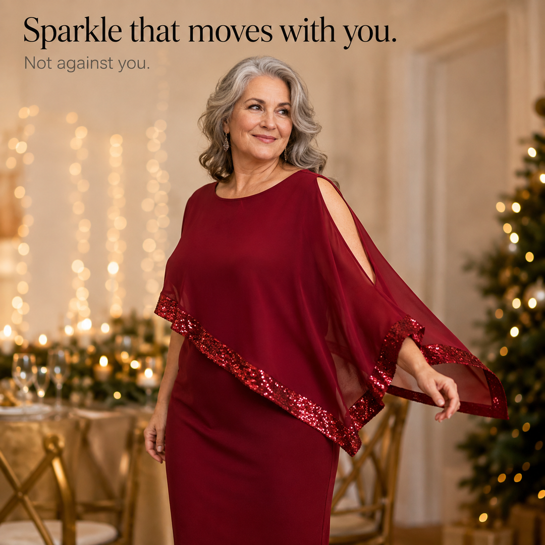 Wearbella – One-Shoulder Sequin Overlay Midi Dress