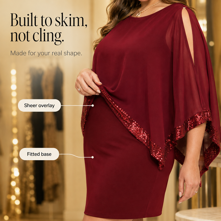 Wearbella – One-Shoulder Sequin Overlay Midi Dress