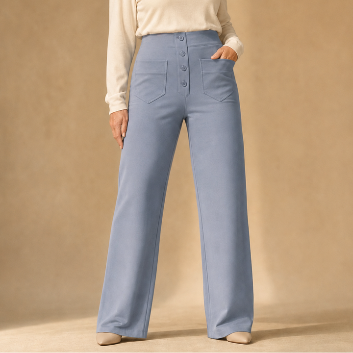 Reliefwear – High-Waist Faux-Button Stretch Pull-On Pants