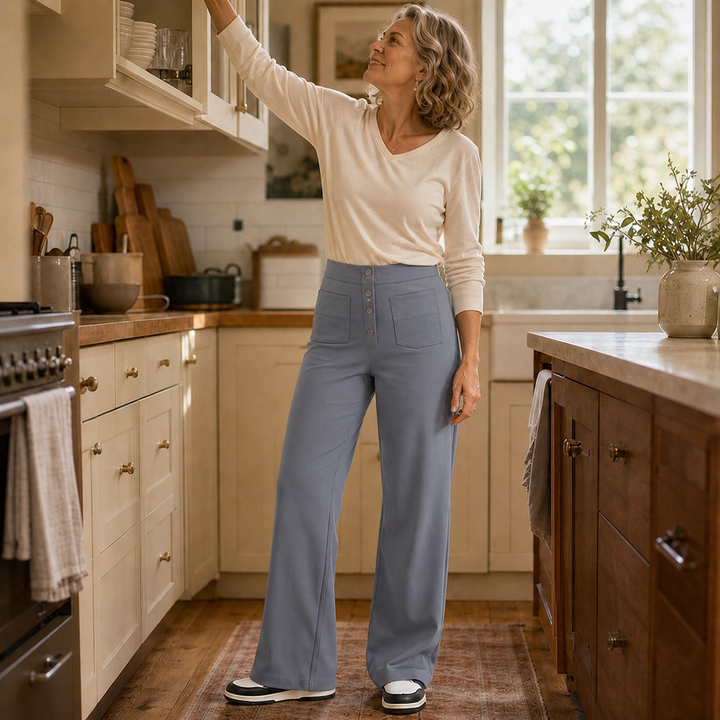 Reliefwear – High-Waist Faux-Button Stretch Pull-On Pants