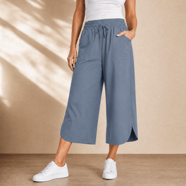Lounella – Women's Soft Cropped Wide-Leg Pants