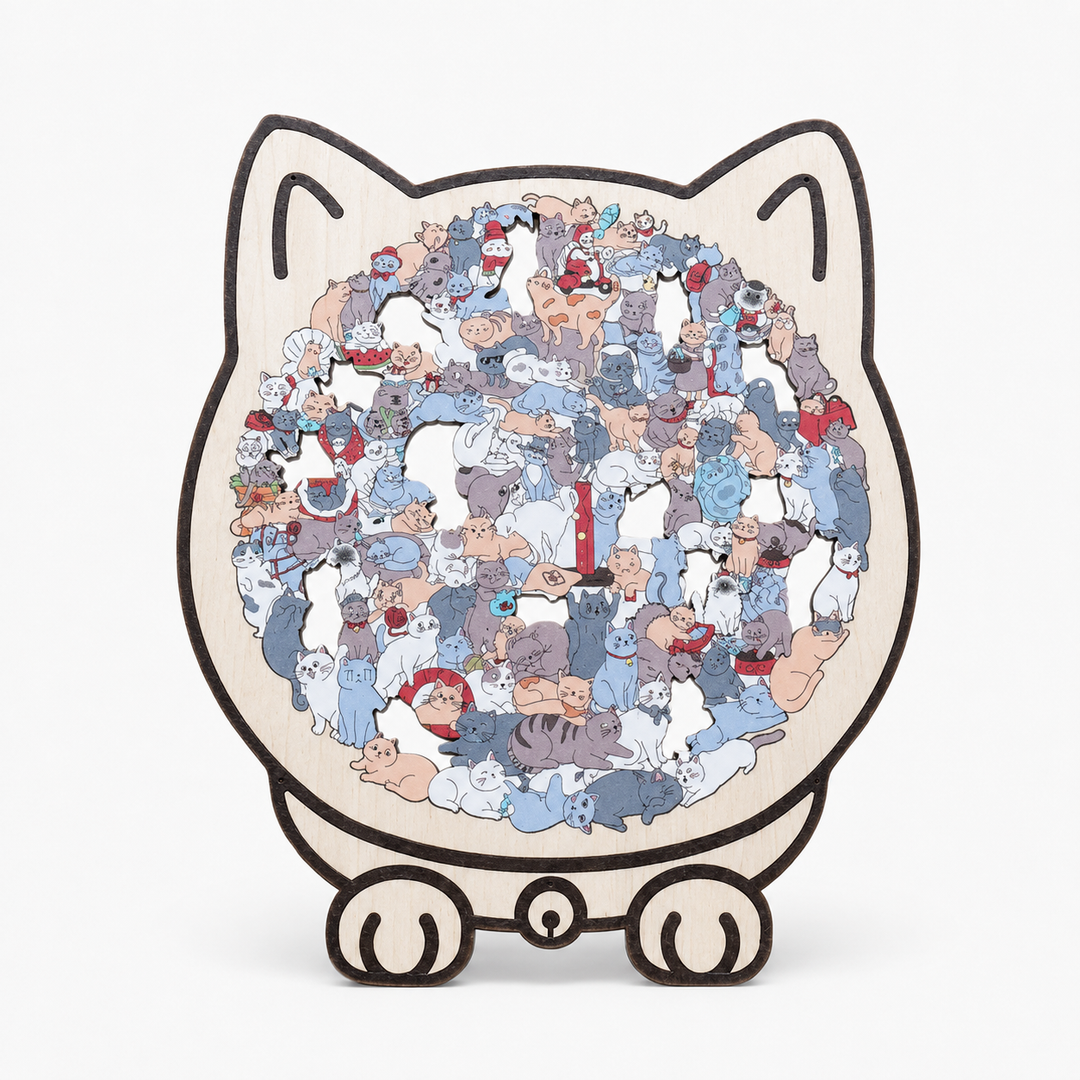 Purrzzle – 135-Piece Cat-Shaped Wooden Jigsaw Puzzle