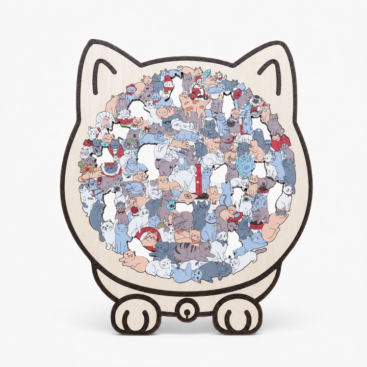 Purrzzle – 135-Piece Cat-Shaped Wooden Jigsaw Puzzle