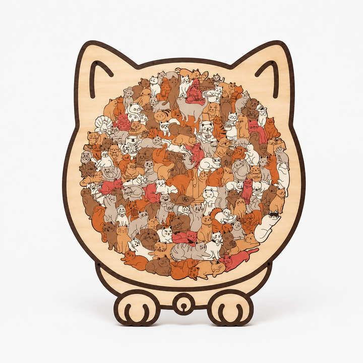 Purrzzle – 135-Piece Cat-Shaped Wooden Jigsaw Puzzle