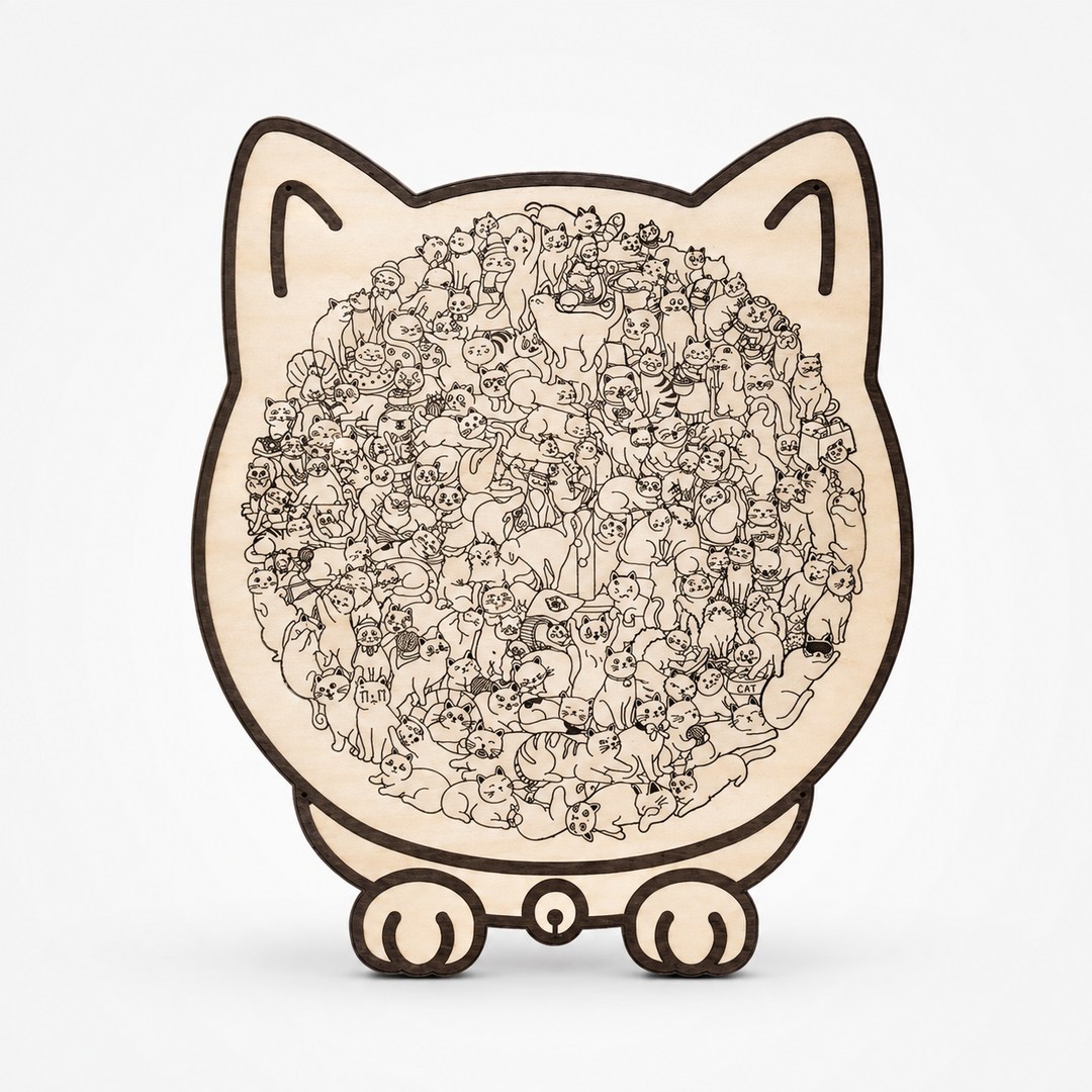 Purrzzle – 135-Piece Cat-Shaped Wooden Jigsaw Puzzle