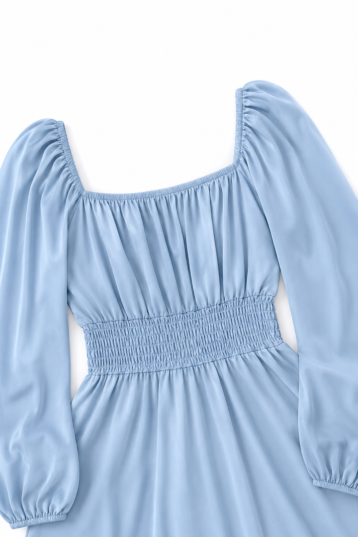 Trucewear – Smocked Square Neck Ruffled Midi Dress