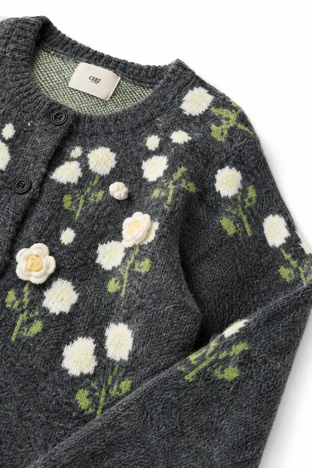 Meadowlin – Floral Knit Open-Front Cardigan