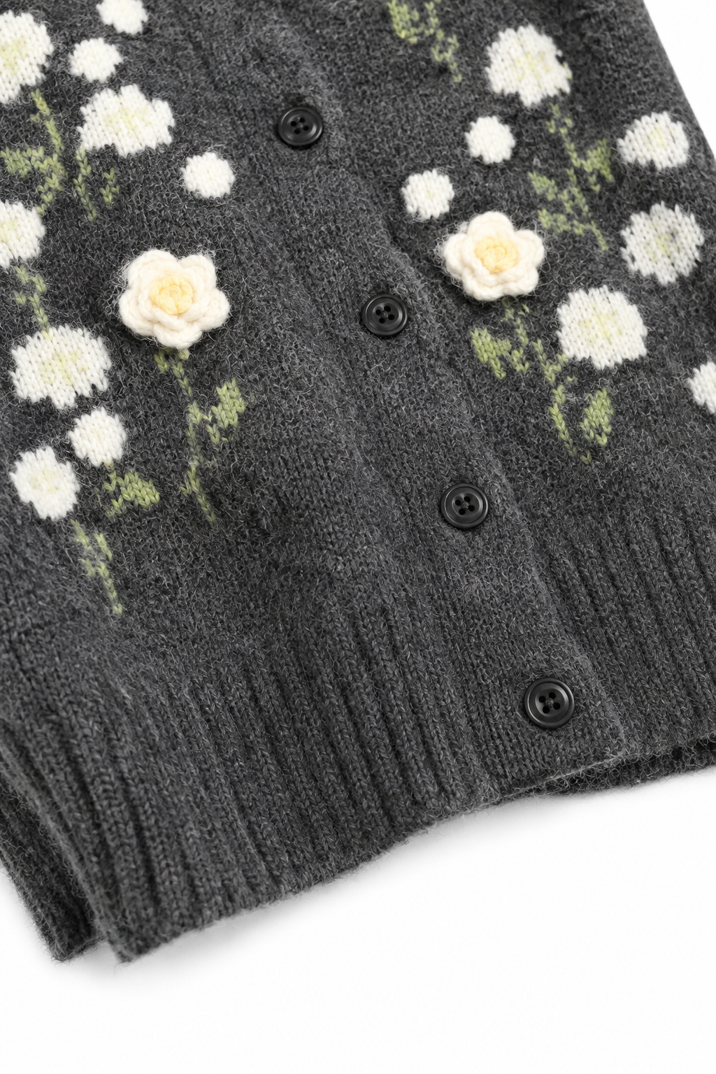 Meadowlin – Floral Knit Open-Front Cardigan