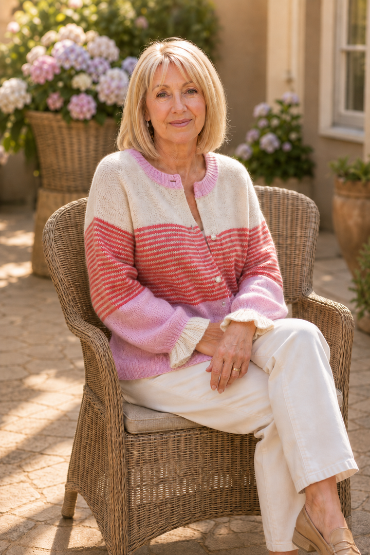 Warmweave – Color-Block Striped Open-Front Knit Cardigan