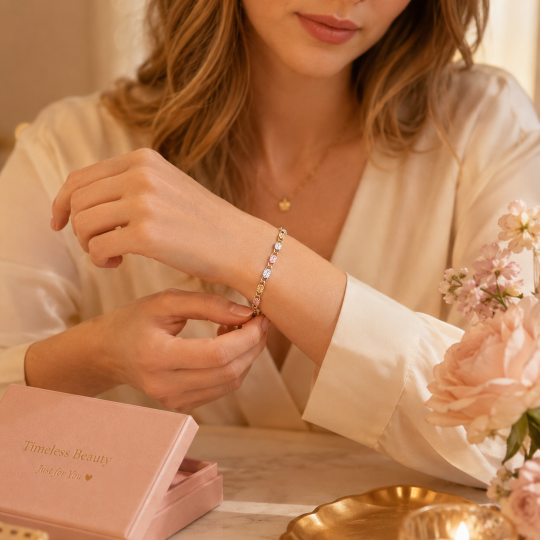 Trioro – Tri-Tone Metal Link Chain Bracelet