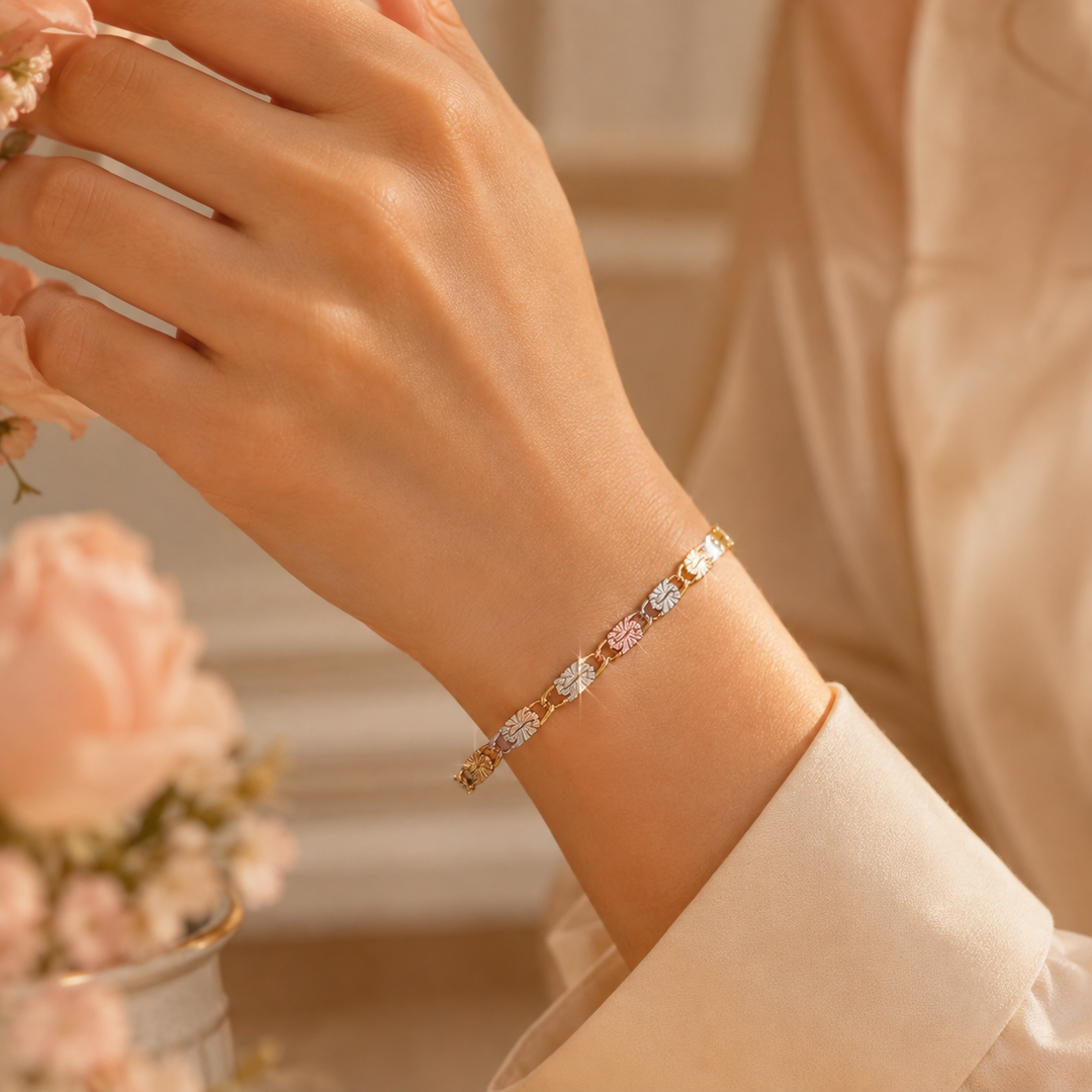 Trioro – Tri-Tone Metal Link Chain Bracelet