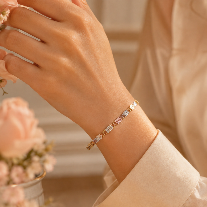 Trioro – Tri-Tone Metal Link Chain Bracelet