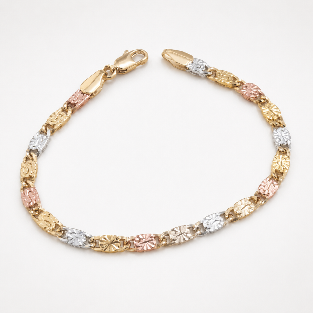 Trioro – Tri-Tone Metal Link Chain Bracelet