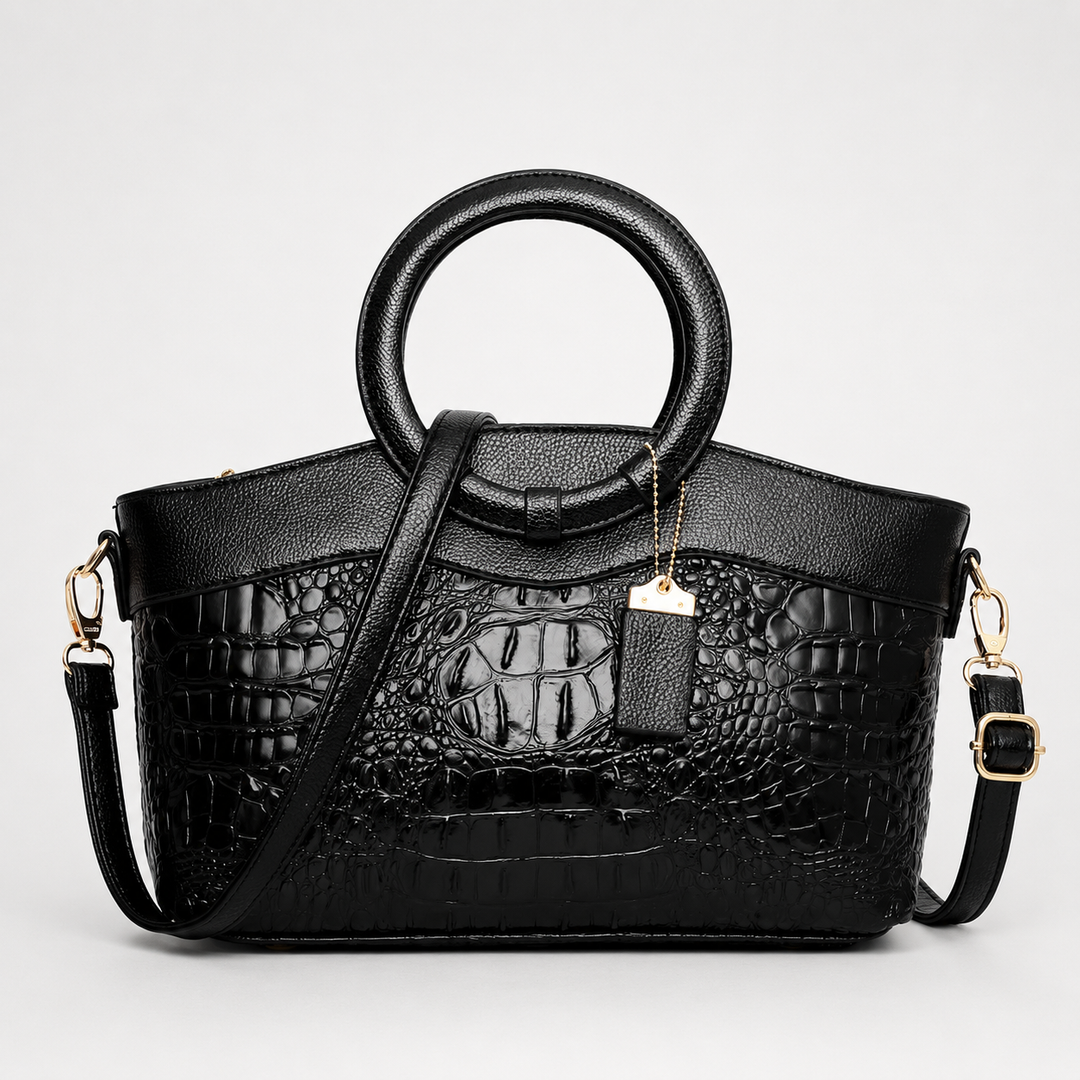 Ladrienne – Croc-Embossed Round Handle Convertible Tote