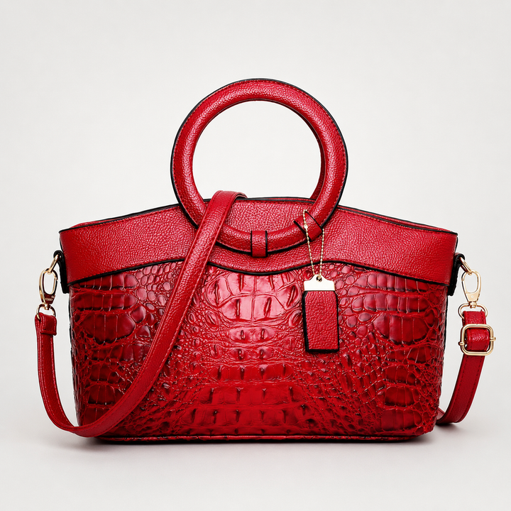 Ladrienne – Croc-Embossed Round Handle Convertible Tote