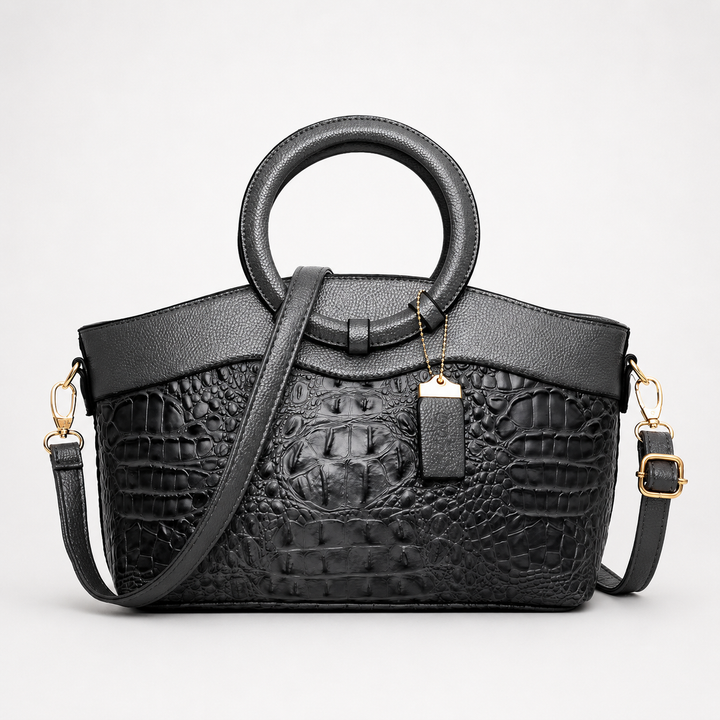 Ladrienne – Croc-Embossed Round Handle Convertible Tote