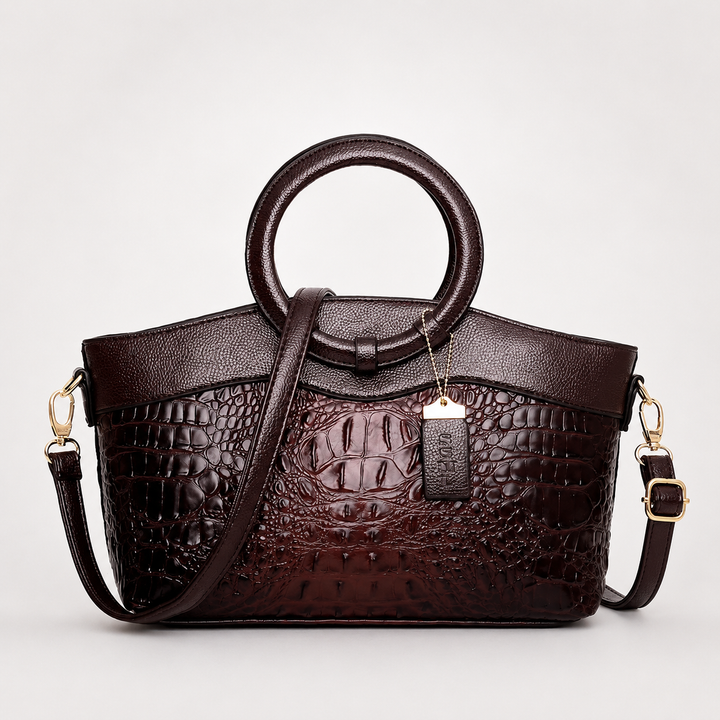 Ladrienne – Croc-Embossed Round Handle Convertible Tote