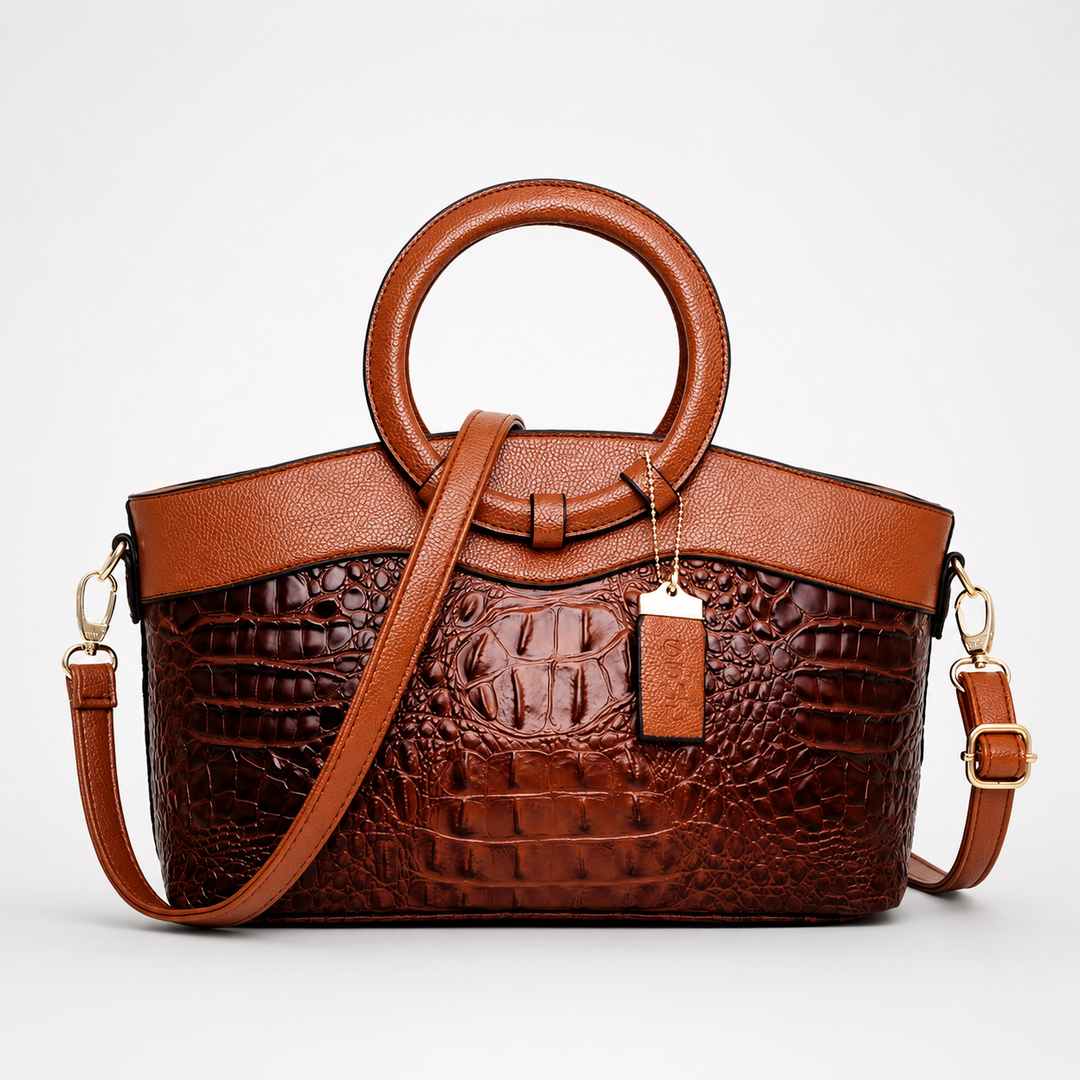 Ladrienne – Croc-Embossed Round Handle Convertible Tote