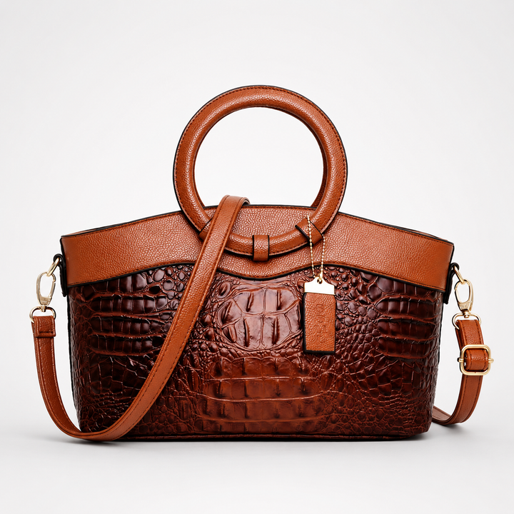 Ladrienne – Croc-Embossed Round Handle Convertible Tote