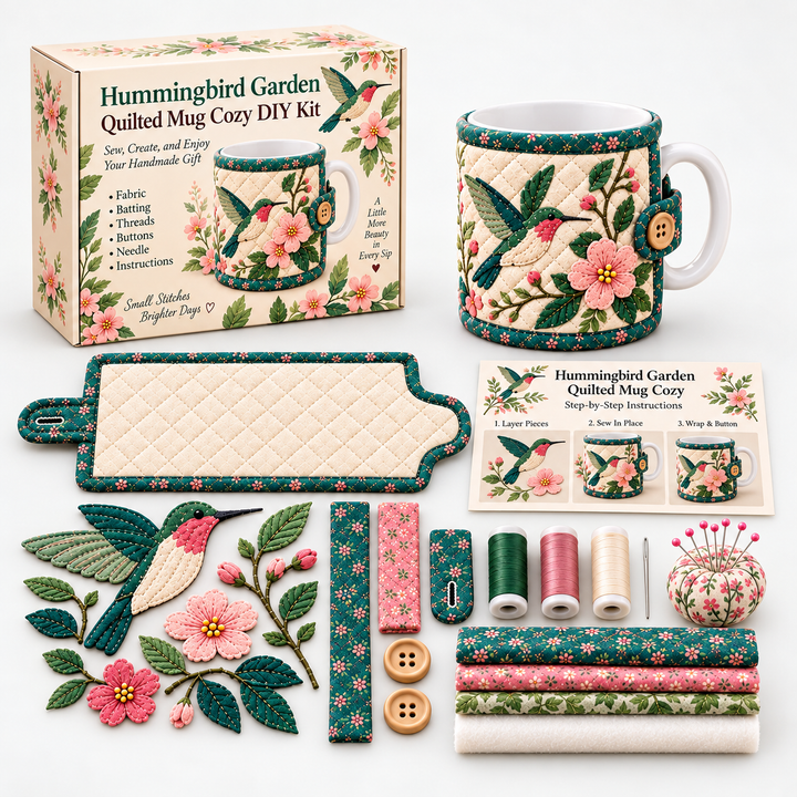 Wrenfield – Hummingbird Appliqué Mug Cozy Sewing Kit