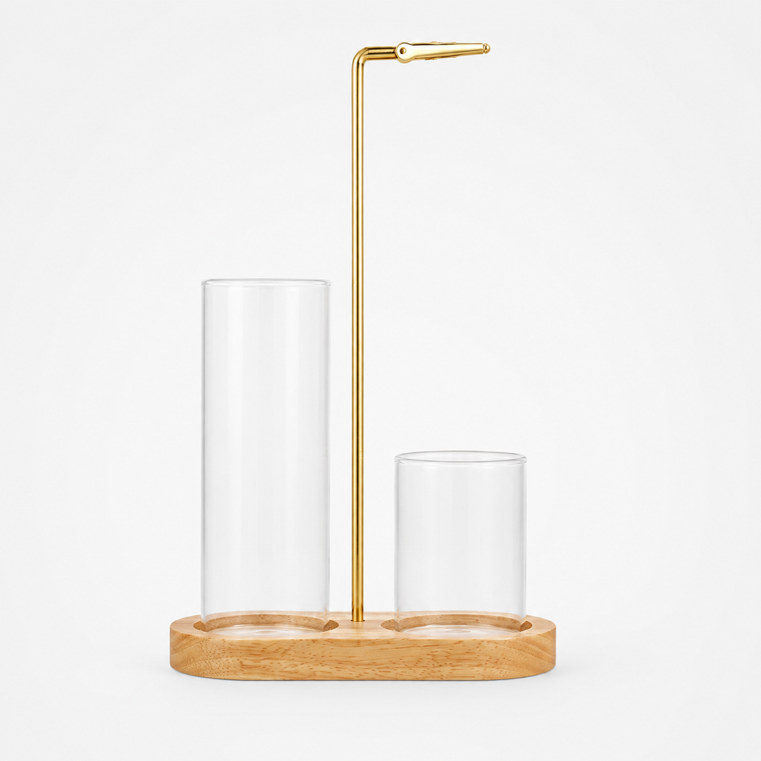 Ashvia – Two-Cup Glass Ash-Catching Incense Holder