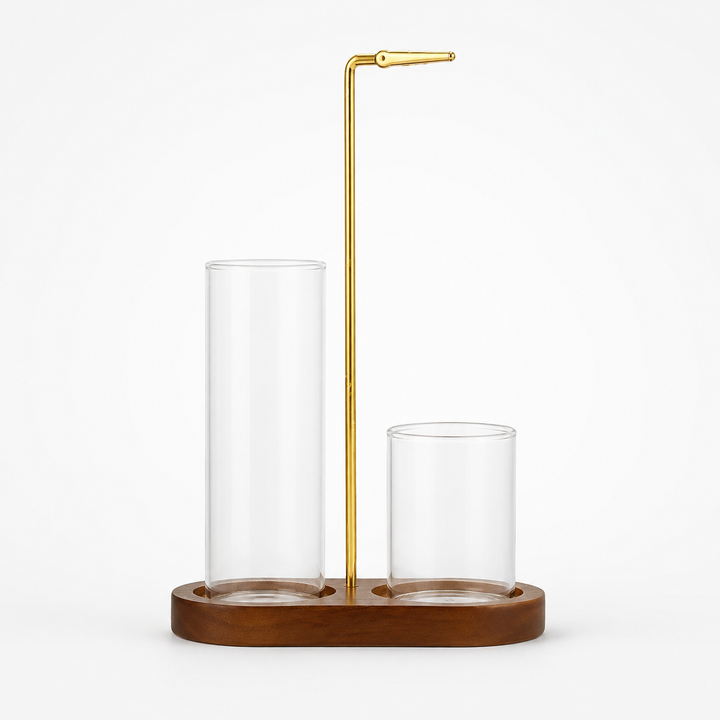 Ashvia – Two-Cup Glass Ash-Catching Incense Holder