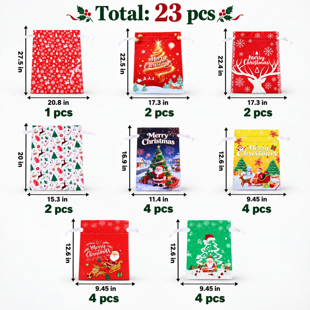 Tinsel Tuck – Assorted Christmas Drawstring Gift Bags