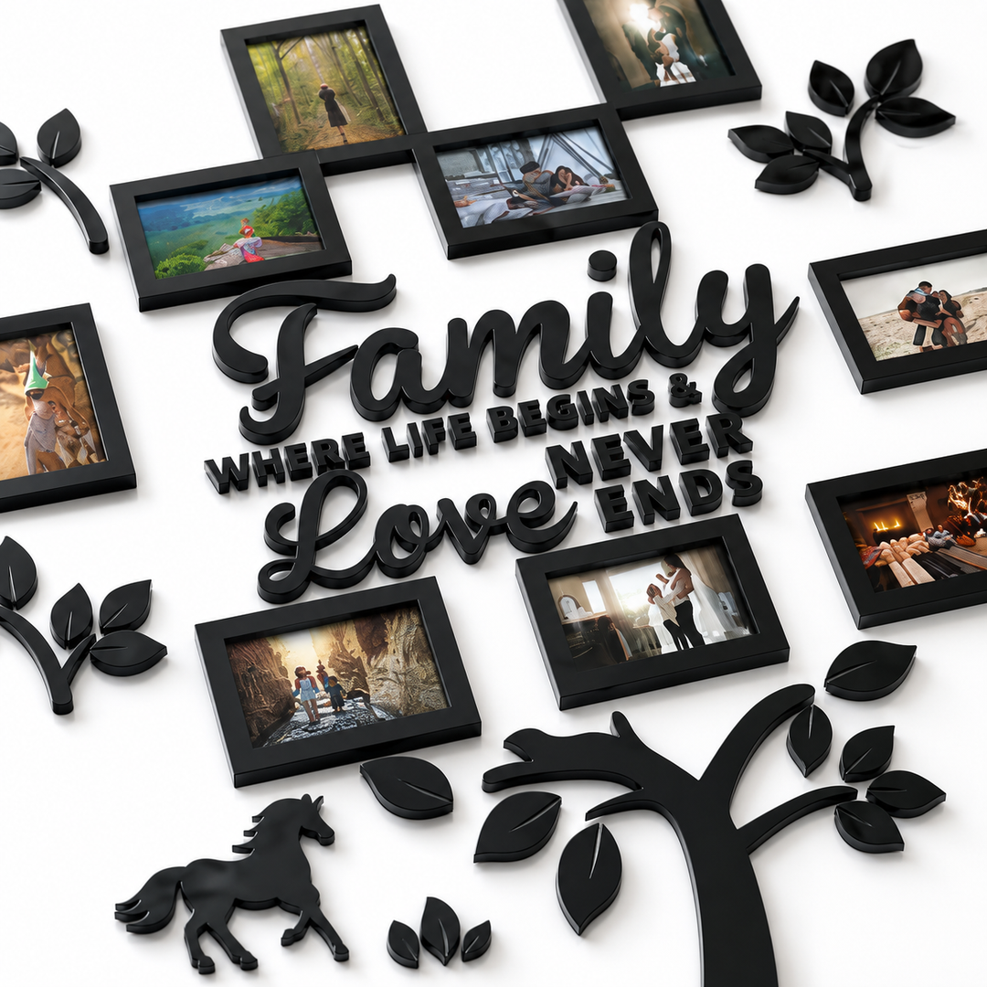 Halena – 3D Acrylic Family Tree Wall Decor with 11 Photo Frames