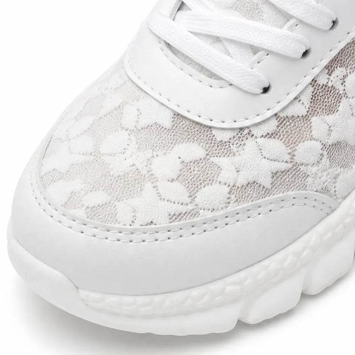 Stelline – Star Mesh Platform Sneakers for Women, Breathable White Lace