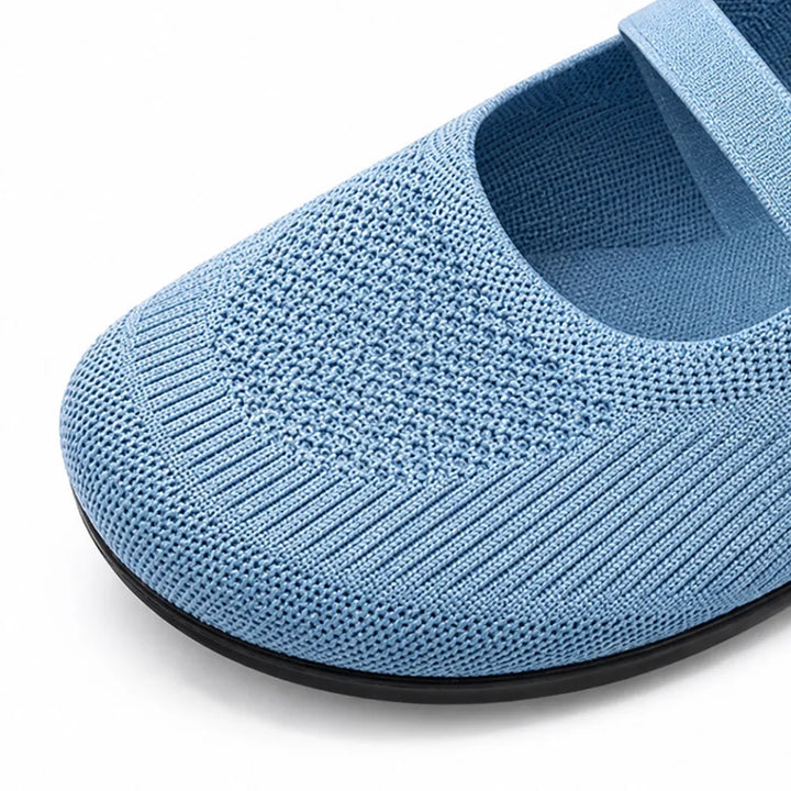 Soffea – Knit Mary Jane Flats with Elastic Straps for Women, Slip On Breathable Ballet Shoes