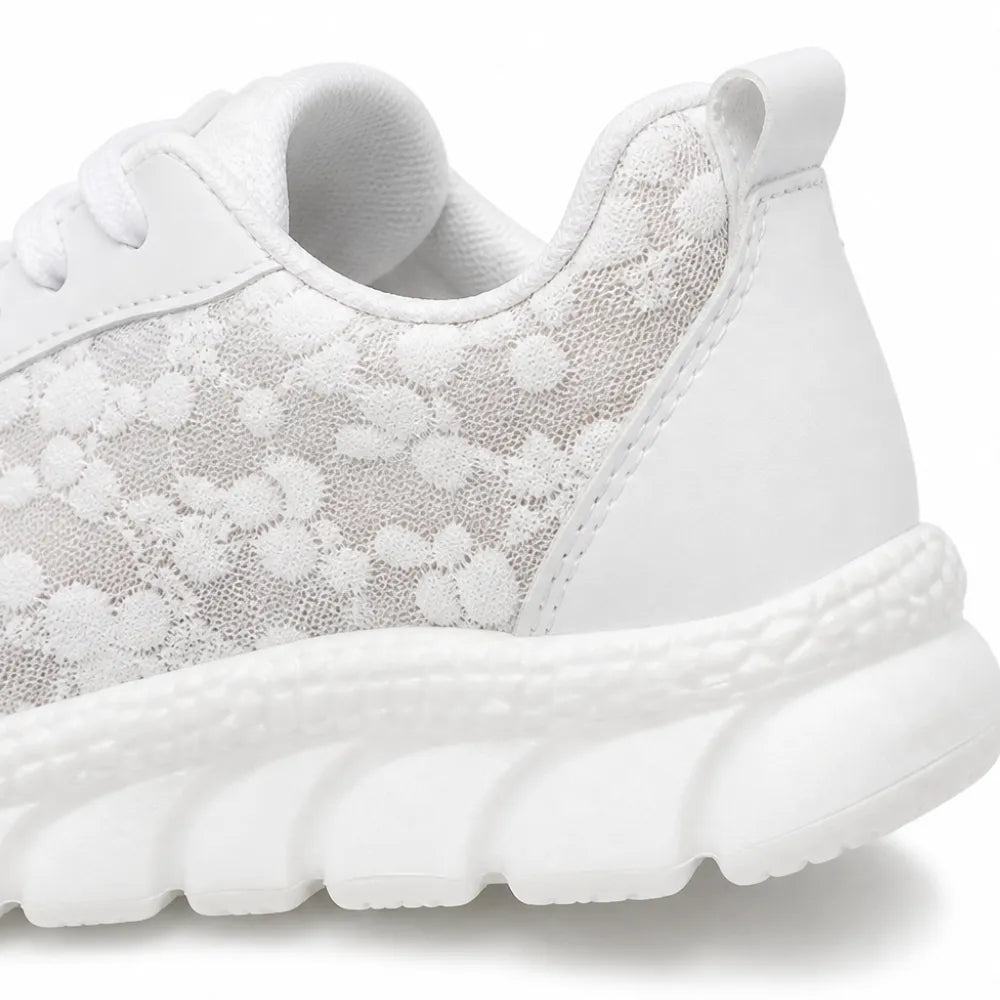 Stelline – Star Mesh Platform Sneakers for Women, Breathable White Lace