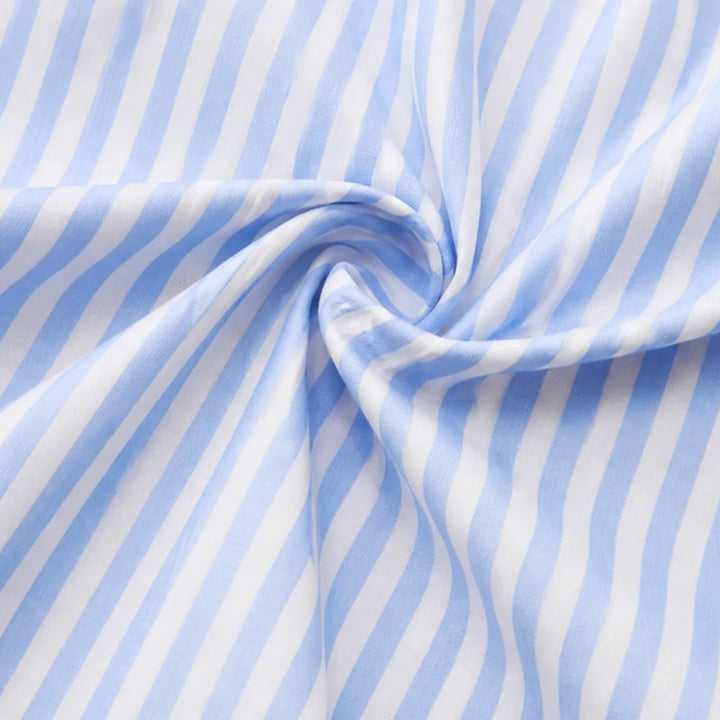 Marivelle – Striped V-Neck Tunic Dress with Pockets