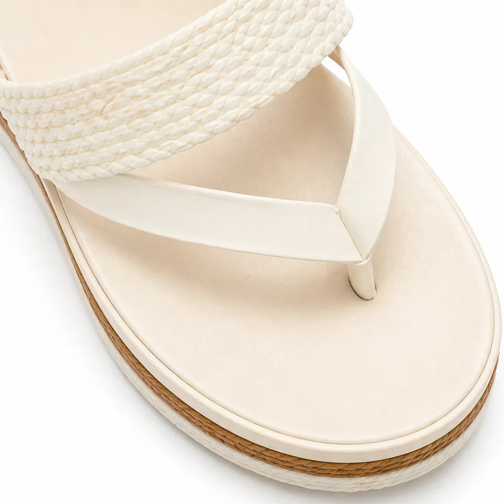 Solara – Woven Strap Platform Flip Flops for Women, Non-Slip Summer Sandals
