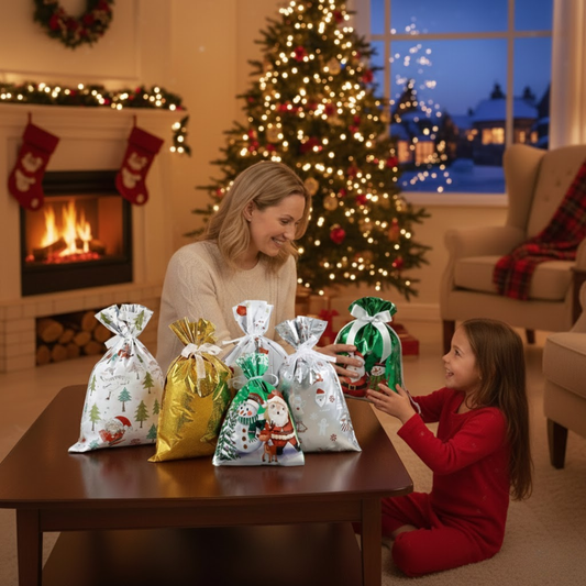 GiftWhisk™ – Festive Ribbon Drawstring Gift Bags
