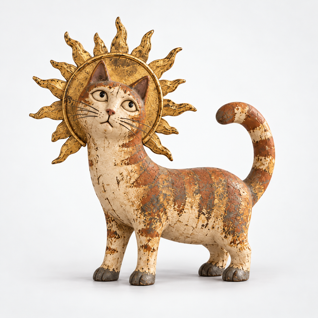 Courtly Cats – Candle-Holding Cat Monk Figurine