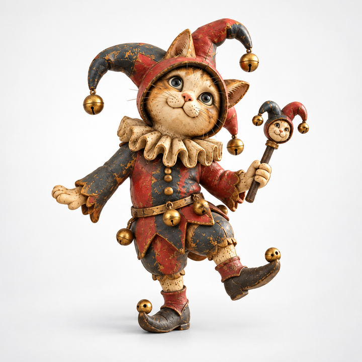 Courtly Cats – Candle-Holding Cat Monk Figurine