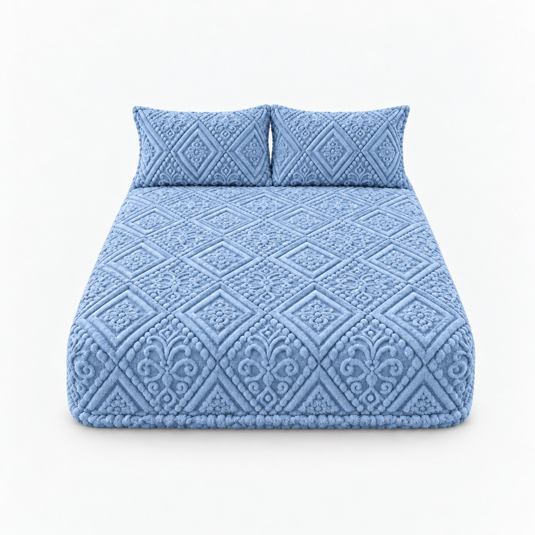 Damask Haven – Raised Damask Plush Fitted Sheet