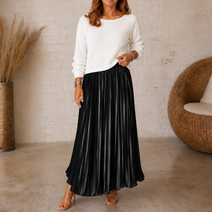 Wearbella – Sweater-Bodice Pleated Maxi Dress