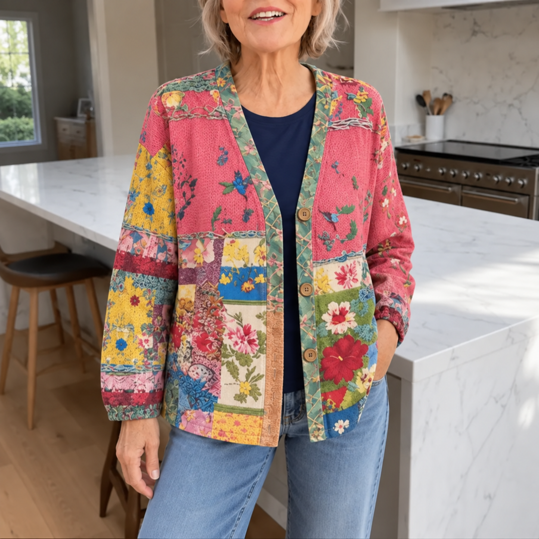 Solenne – Floral Patchwork Boho Cardigan