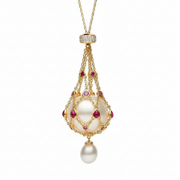Lunara – Pearl & Gemstone Lavalier Pendant Necklace