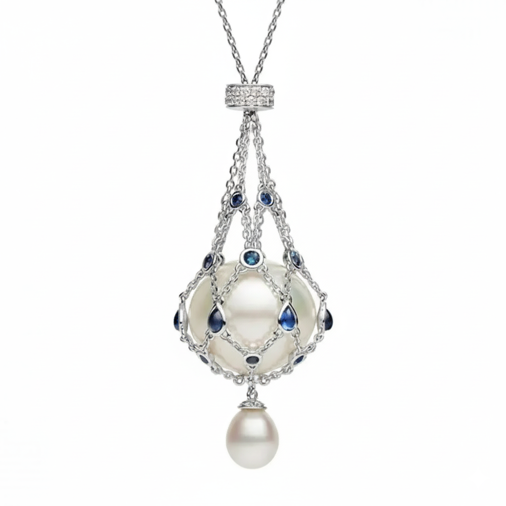 Lunara – Pearl & Gemstone Lavalier Pendant Necklace