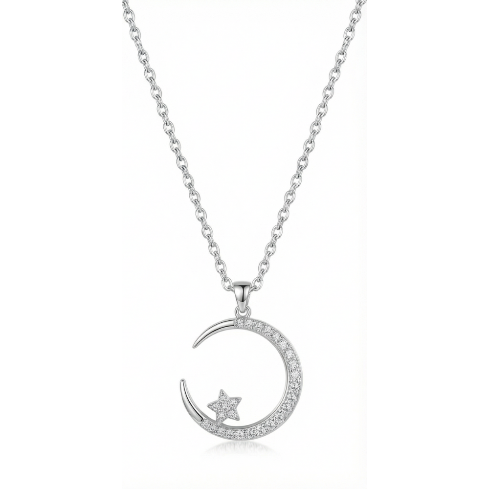 Lunara - Crystal Moon Pendant Necklace