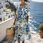 Marivelle™ – Botanical Print Midi Shift Dress with Pockets