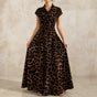 Veluxa – Leopard Print Cinched Waist Maxi Shirt Dress with Pockets
