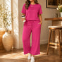 Lounella – Women's Pintucked Lounge Set with Wide-Leg Pants and Pockets