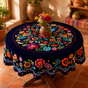 Casamora – Mexican Floral Embroidered Tablecloth with Scalloped Edge