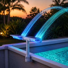 Lumiflow™ – Solar Pool Fountain with RGB Color Lights and Dual Spray