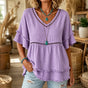 Solavie – Boho V-Neck Fringe Trim Tunic Top for Women